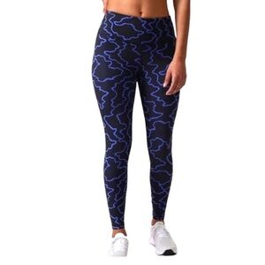 Athleta Elation Train Textured 7/8 Tight black and hemisphere blue Size Medium